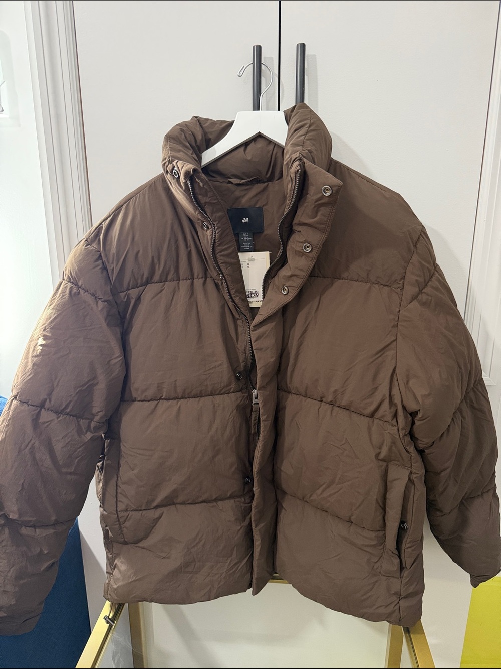 H&M Men's Brown Quilted Puffer Jacket